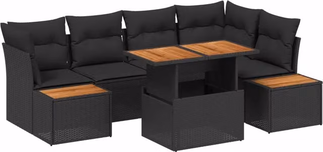 Set Divano da Giardino a L vidaXL in Poly Rattan Nero con Cuscini inclusi – 2