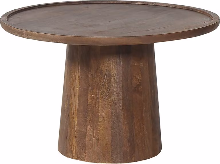 Tavolino basso rotondo in legno massiccio collezione JAKARTA - Stile etnico e design - Diametro 65cm