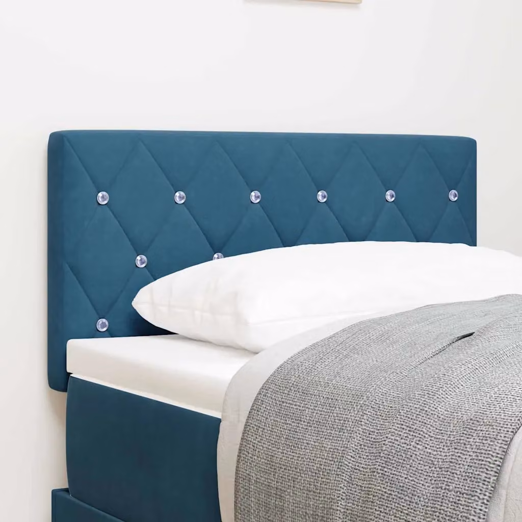 Testiera per letto vidaXL in velluto blu scuro con struttura in legno e design minimalista, Larghezza: 80 cm