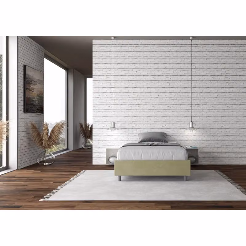Letto Sommier Matrimoniale Francese Ityhome Azelia con Contenitore in Microfibra Verde L: 140 cm, P: 222 cm, H: 39 cm – 2