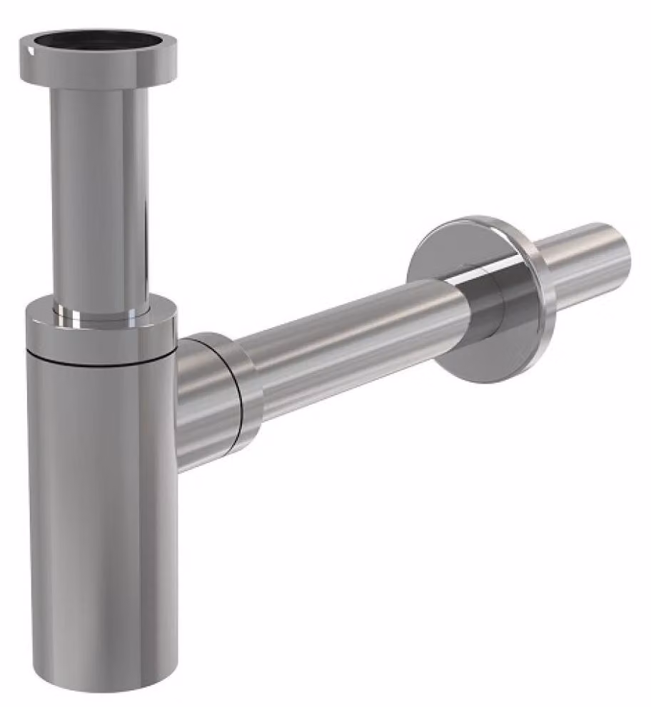 AlcaDrain Design Siphon 1 1/4" rund, Ganzmetall Messing verchromt