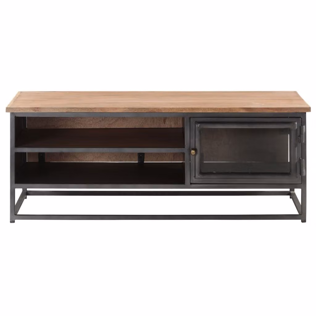 Tavolino da Salotto Grigio 90x50x35 cm in Massello di Acacia