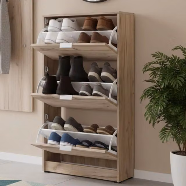 Scarpiera Marradi DMORA in Rovere Nodi Marrone con 6 Ripiani L: 67 cm, P: 28 cm, H: 119 cm – 1
