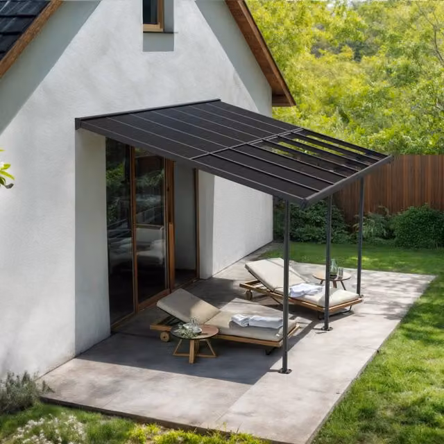 Pergola addossata Palram Canopia Sierra Cabrio in alluminio e policarbonato, grigio, L: 430 cm, P: 300 cm – 1