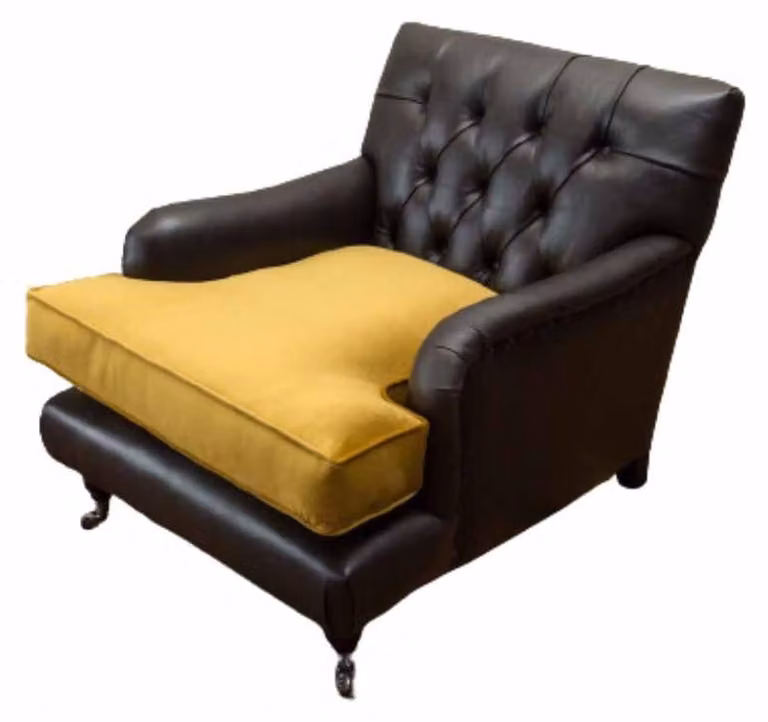 Sessel Couch Sofa Leder Braun Lounge Polster Sitzer Luxus Design Club