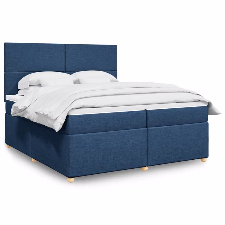 vidaXL Letto Ibrido con Giroletto a Molle e Materasso Blu e Bianco L/P: 200 x 200 cm