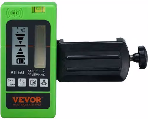 Ricevitore per Livella Laser VEVOR con Raggio Verde, Campo di Lavoro da 60m, Doppio Display LCD e Segnale Acustico Regolabile con Morsetto
