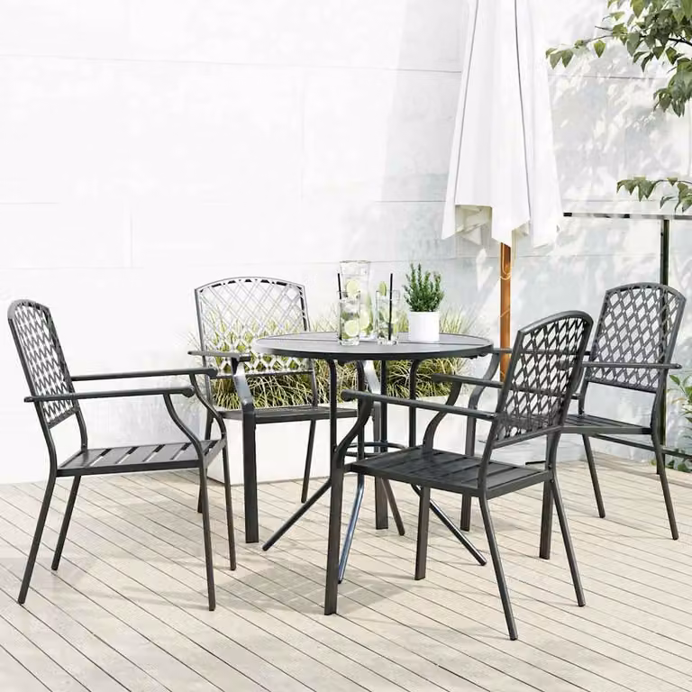 Set di 5 sedie da giardino impilabili vidaXL in acciaio verniciato antracite