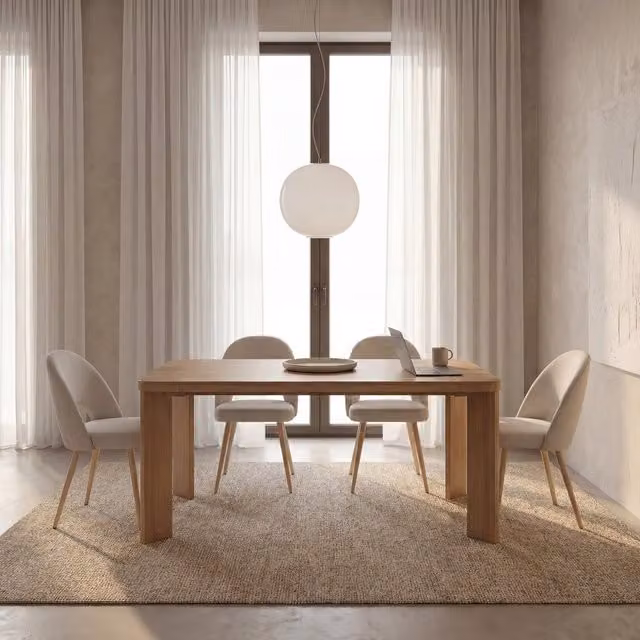 Tavolo da pranzo rettangolare allungabile Banak in legno massiccio e acacia, colore marrone/beige, L: 150-200 cm, P: 80 cm, H: 78 cm