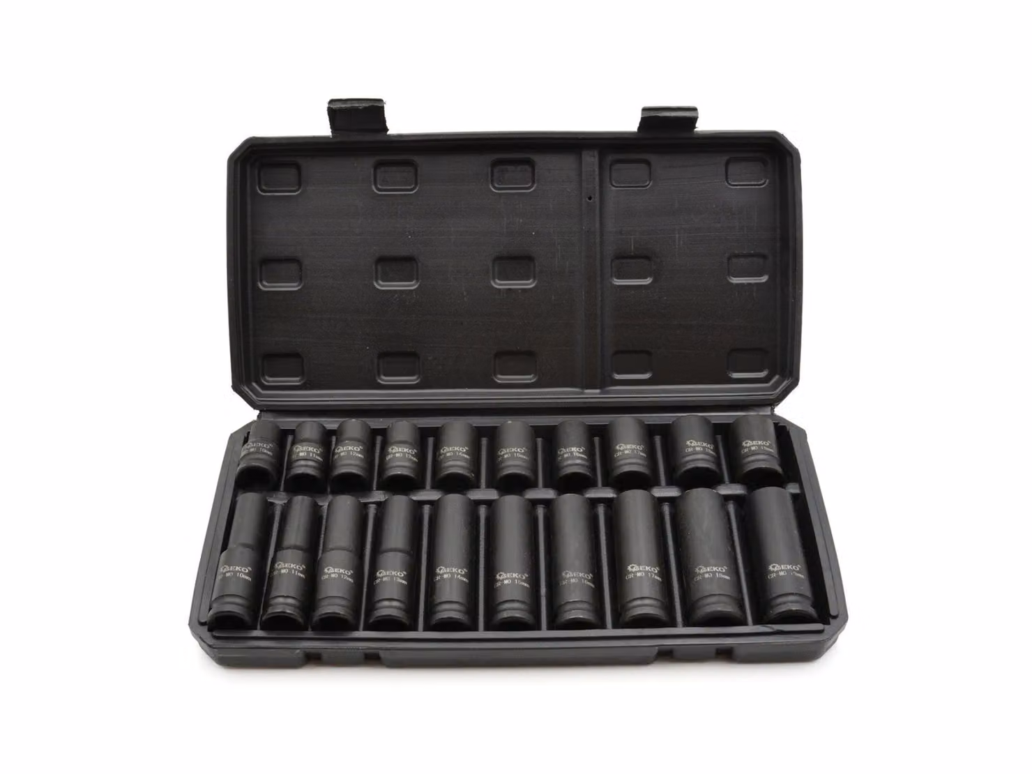 GEKO Prese ad impulsi 10-19mm, 1/2", 38/78mm, set di 20, CrMo, 6 angoli in valigetta G10517