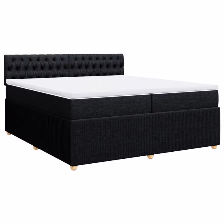 Giroletto a Molle con Materasso Nero 200x200 cm in Tessuto