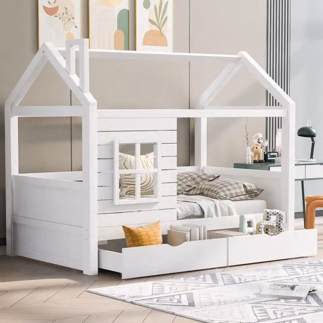 letto per bambini in pino bianco 90 x 200 cm