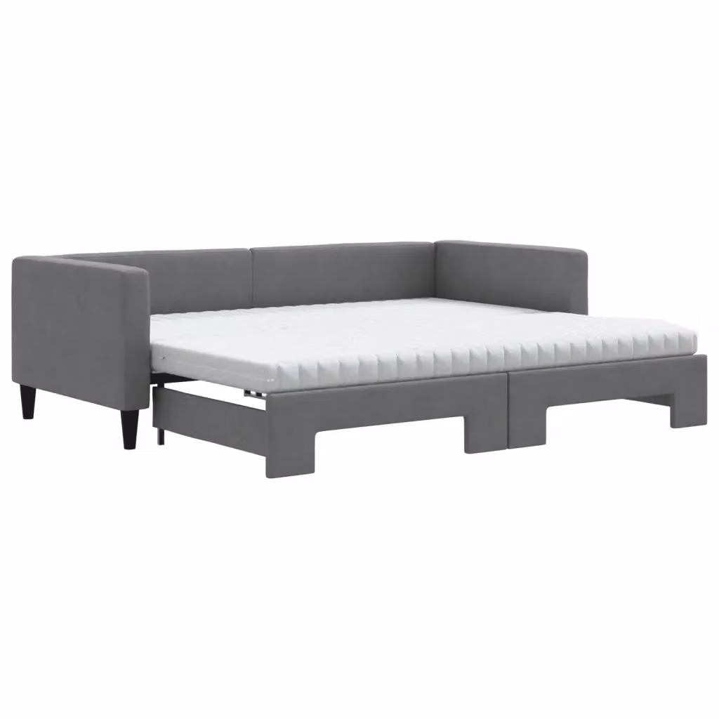 Divano Letto Estraibile vidaXL in Tessuto Grigio con Cassetto per Materasso 90x190 cm – 2