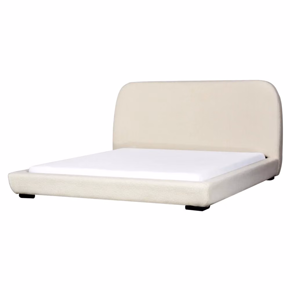 Struttura letto imbottita BELIANI in tessuto bouclé beige con doghe in legno, design classico, L 180 x P 200 cm – 2