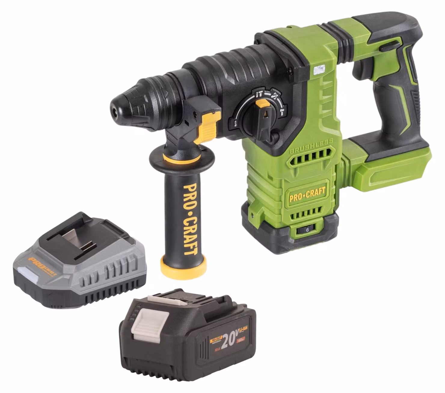 Procraft PHA30bb Trapano a percussione a batteria 20 V 2,8 J SDS plus Brushless Solo - senza batteria, senza caricabatteria