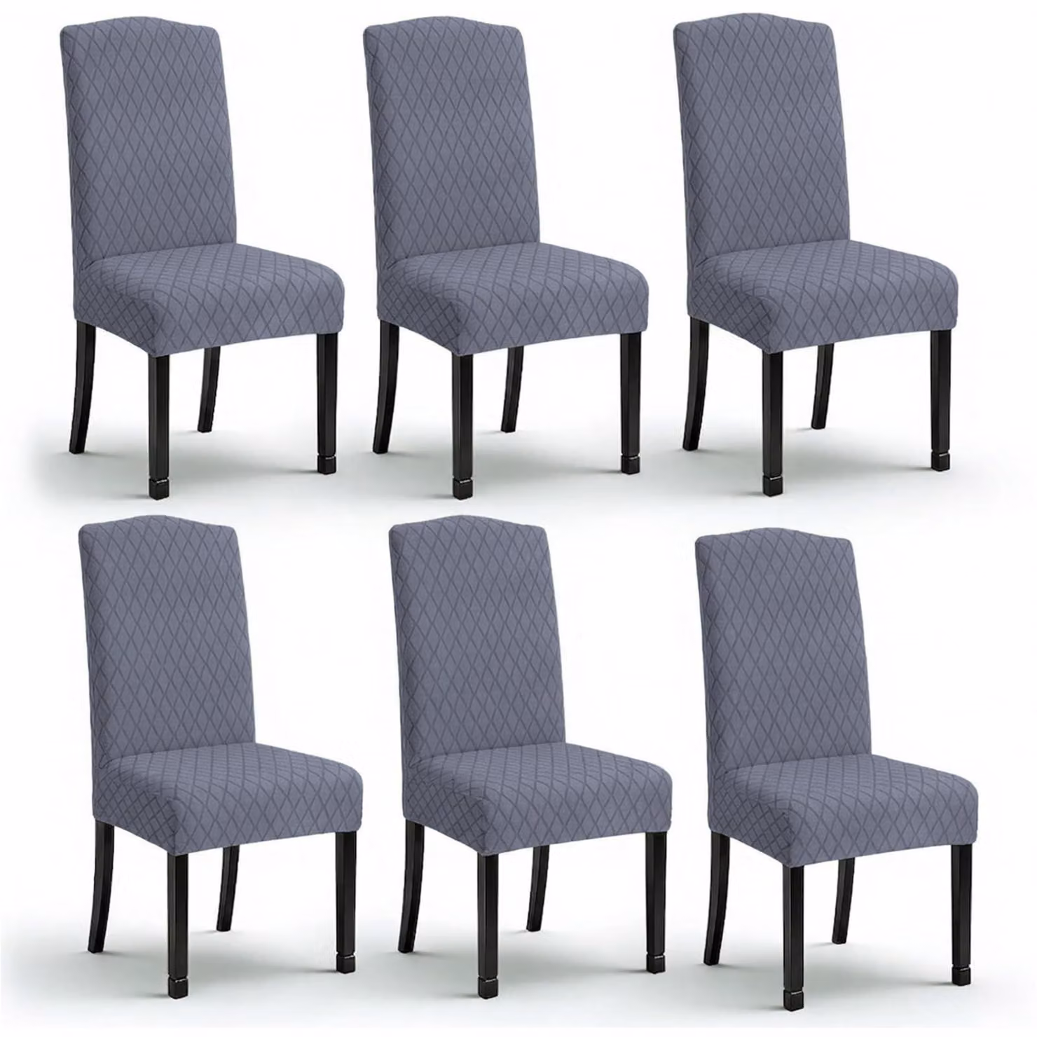 Elzusha - Set di 6 coprisedie da pranzo elasticizzati, colore grigio moderno
