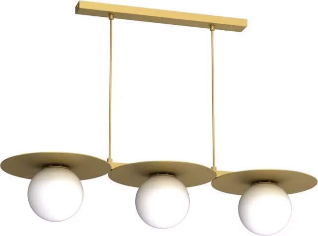 Lampada a sospensione Flat Luminex con 3 luci, design moderno in metallo oro e bianco