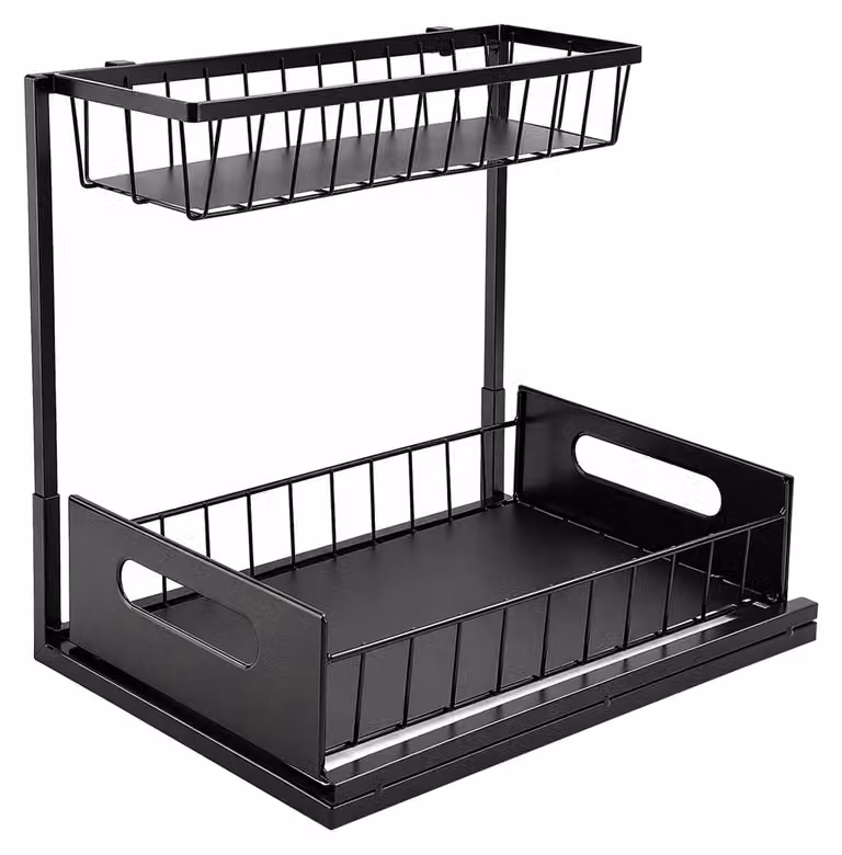 Organizzatore per lavelli a 2 livelli, ripiano estraibile per cucina e bagno