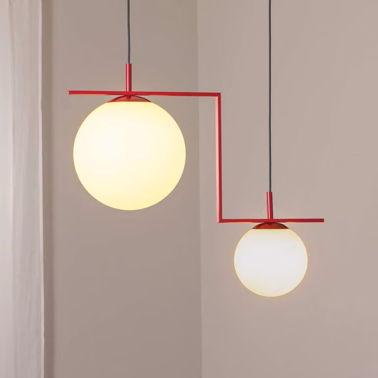Lampada a sospensione in vetro Zac ALDEX, dimmerabile, Rosso, Soggiorno / Sala da pranzo, Vetro, Moderno, Lampada a sospensione
