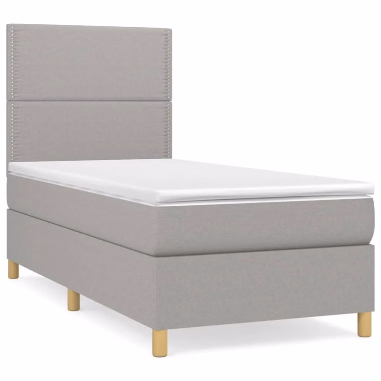 Giroletto a Molle con Materasso Grigio Chiaro100x200 cm Tessuto