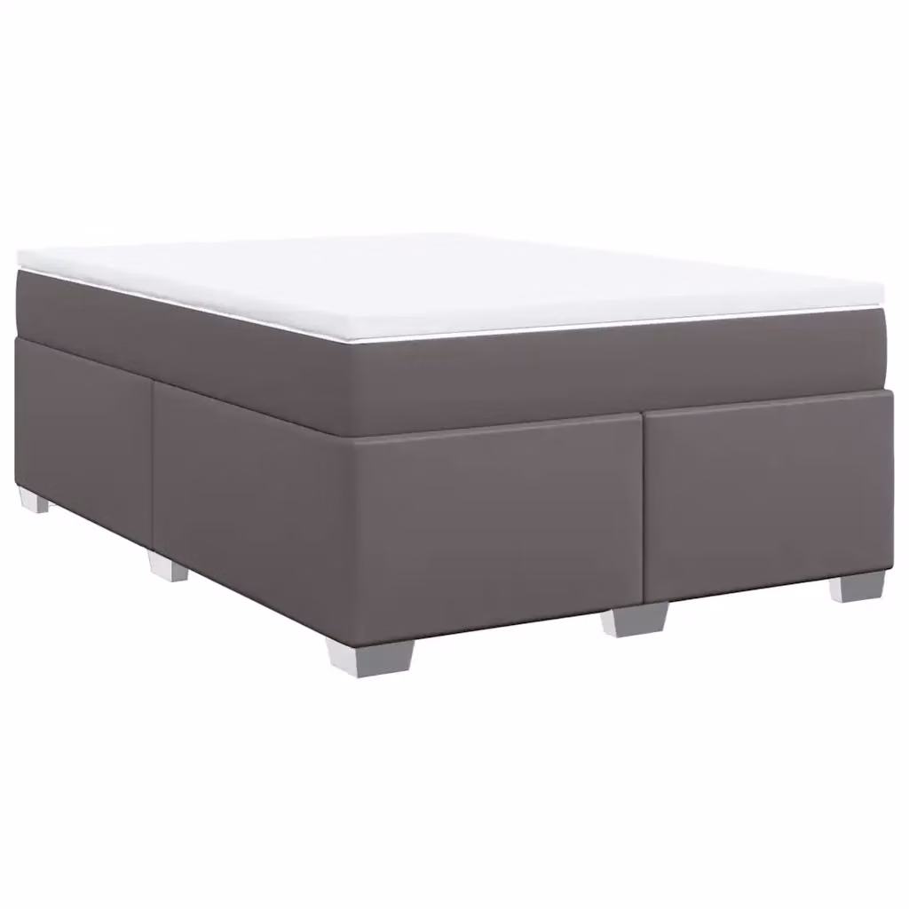 Letto a molle con materasso vidaXL in similpelle grigia e bianca L/P/H: 140 x 190 cm – 2