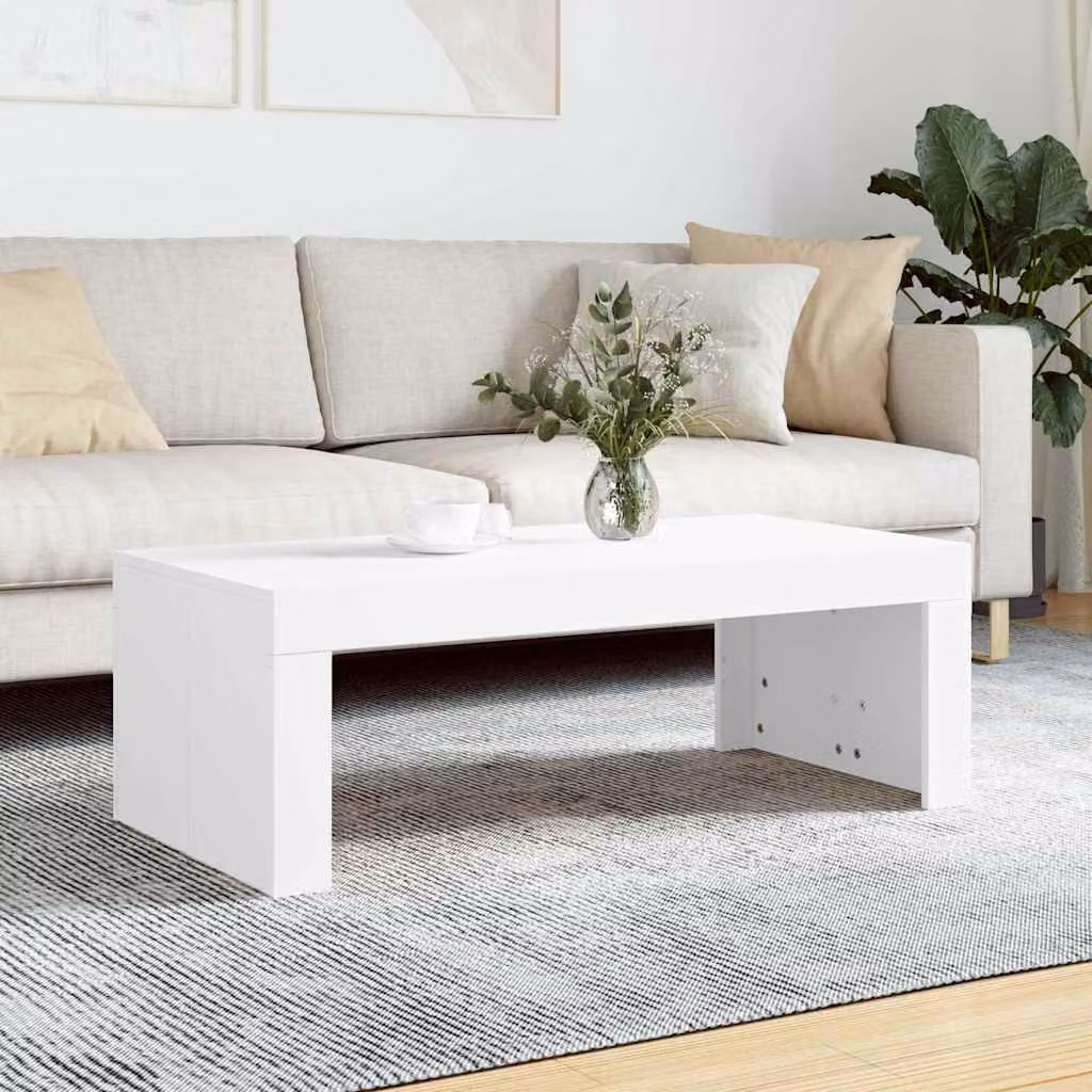 vidaXL Tavolino da Salotto Moderno Bianco in Legno Multistrato, L: 102 cm, P: 50 cm, H: 36 cm