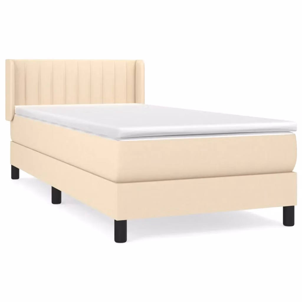 Letto Ibrido vidaXL con Giroletto a Molle e Materasso in Tessuto Beige e Bianco L/P/H: 80 x 200 x 40 cm – 2
