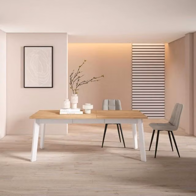 Tavolo da Pranzo, 194x90x74cm, Per 10 persone, Gambe in legno, colore Rovere RF2917