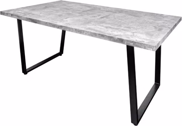 Tavolo da pranzo rettangolare Merax con piano in MDF effetto cemento grigio e struttura in metallo nero, L: 160 cm, P: 77 cm, H: 90 cm – 1