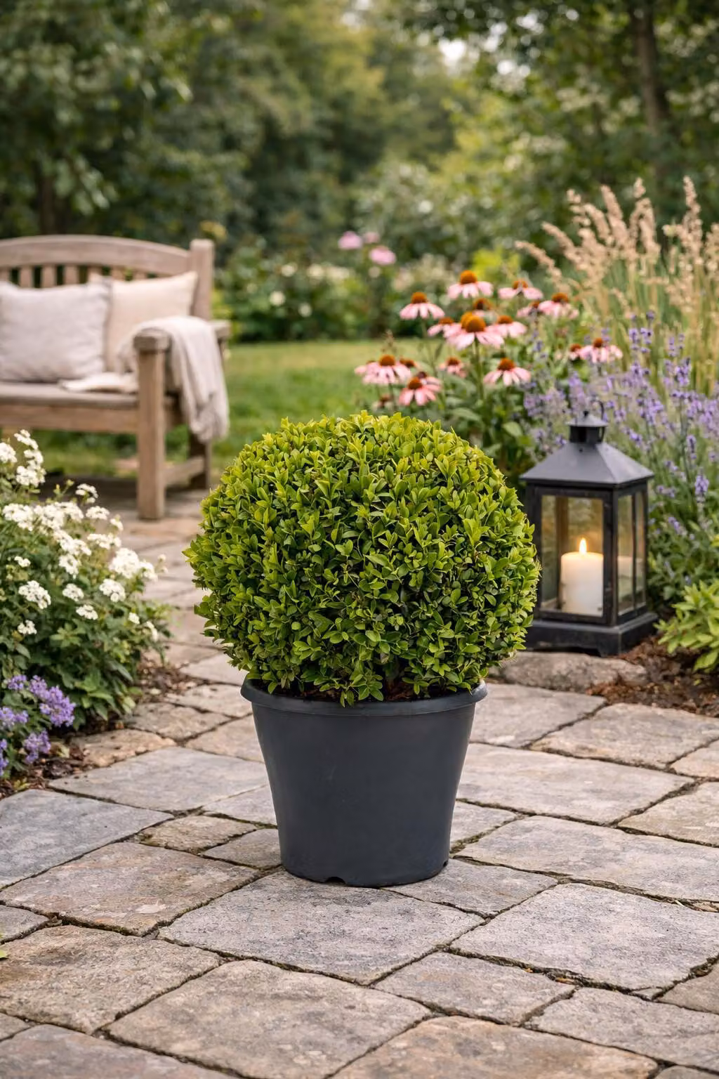 Palla di bosso Ø 35 cm - pianta artificiale sempreverde Buxus sempervirens per giardino e decorazione