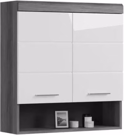Mobile alto da stoccaggio SCOTT – 2 porte – Grigio scuro e bianco – 74x79x24 cm