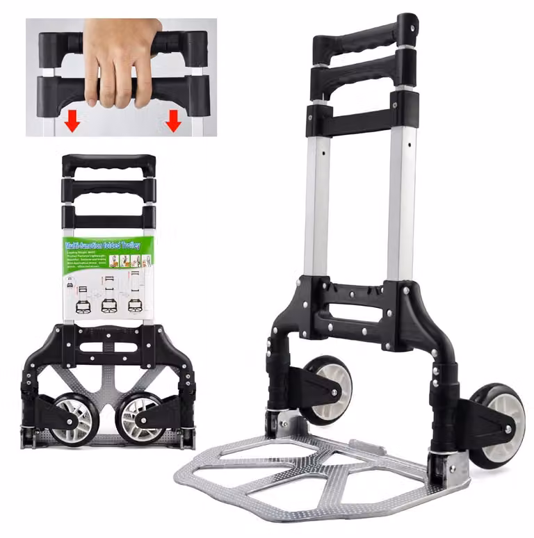 Carrello pieghevole Yaheetech con ruote in gomma, ideale per il trasporto e lo stoccaggio, con maniglia antiscivolo. Carrello portante con capacità massima di 75 kg