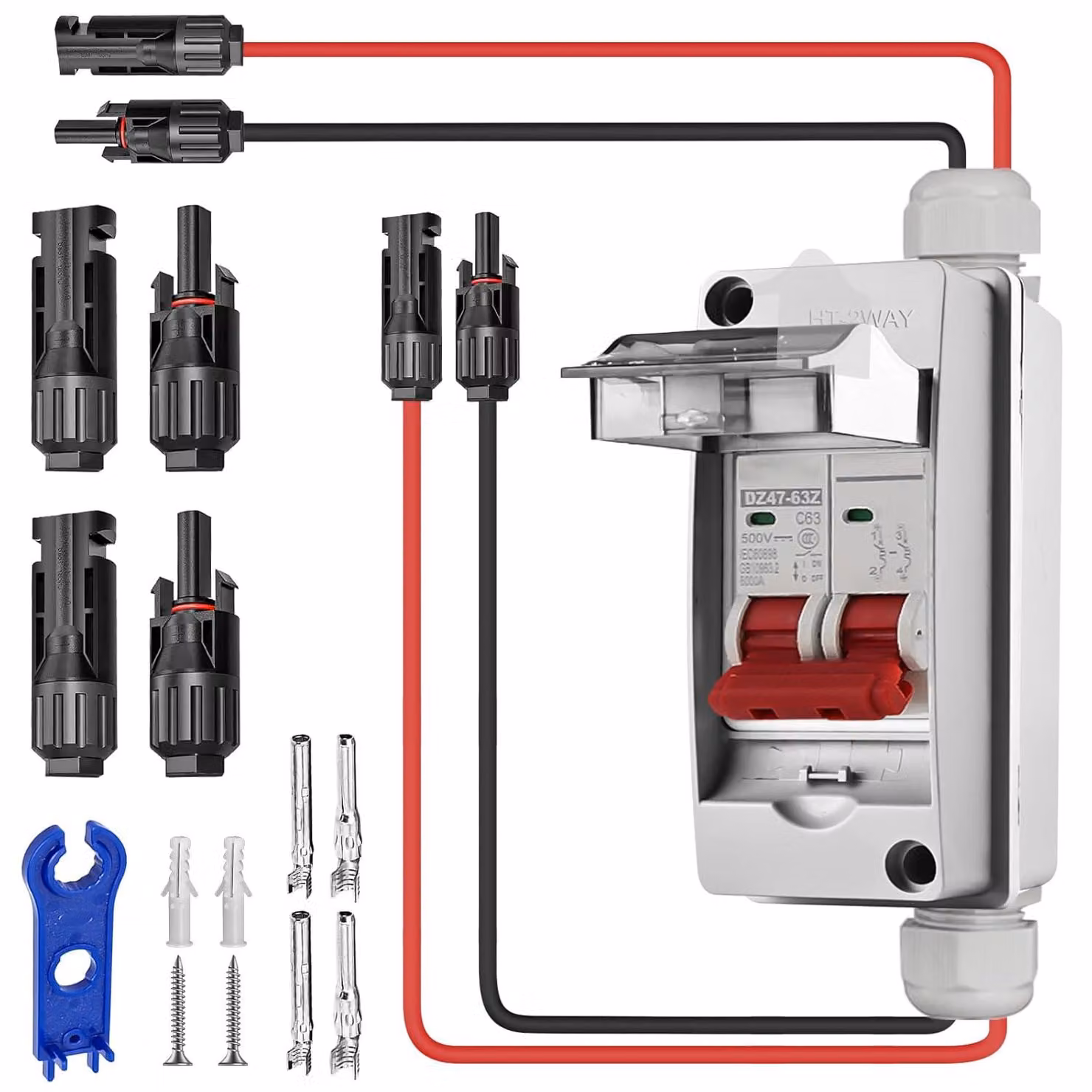 Interruttore di sezionamento CC per impianti solari, grado di protezione IP65, 32A, 500V DC, per impianti fotovoltaici