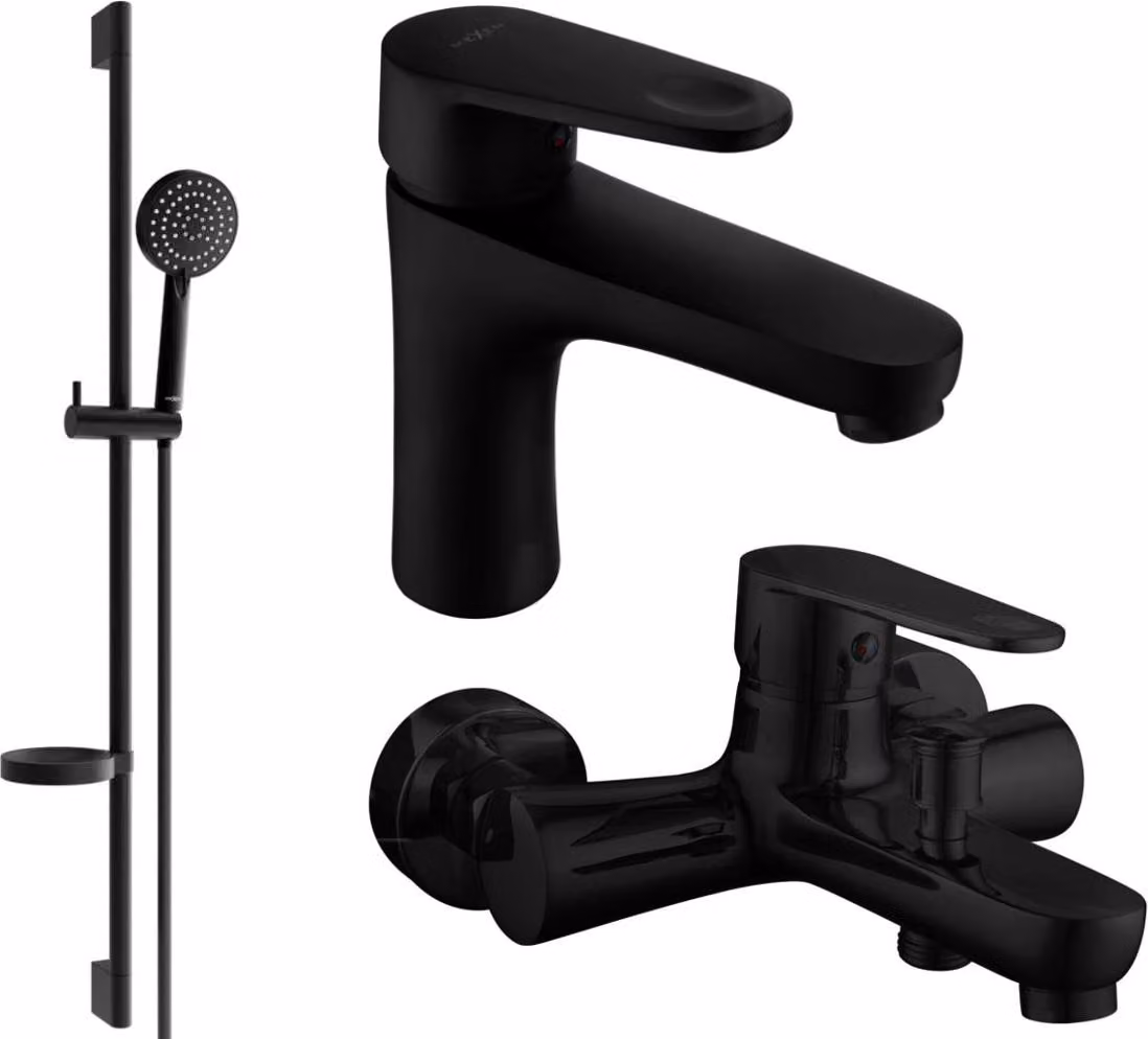Mexen Kama DS75 set per vasca, nero - 72503DS75-70