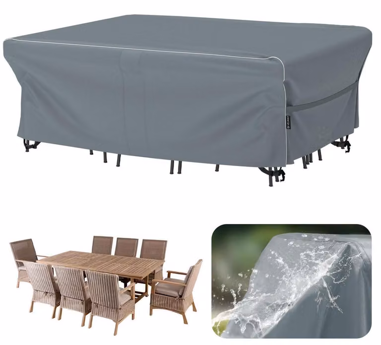 Copertura impermeabile per mobili da giardino, dimensioni 250x210x71 cm, colore grigio, tessuto Oxford 600D