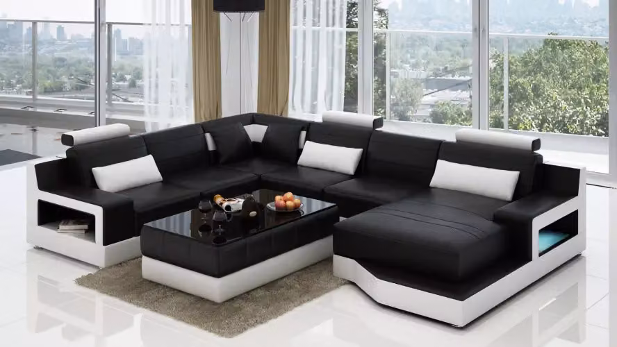 Eckcouch Eckgarnitur Ecksofa Wohnlandschaft Polster Sofa U-Form Ledersofa Couch