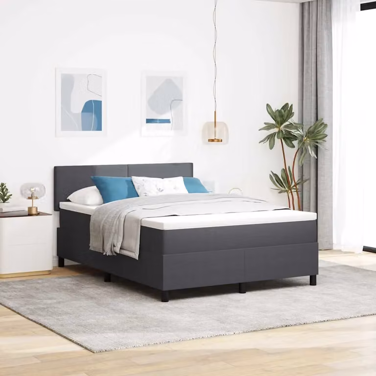 Letto Ibrido Moderno vidaXL con Illuminazione LED e Porta USB Grigio e Bianco L 140 x P 200 cm