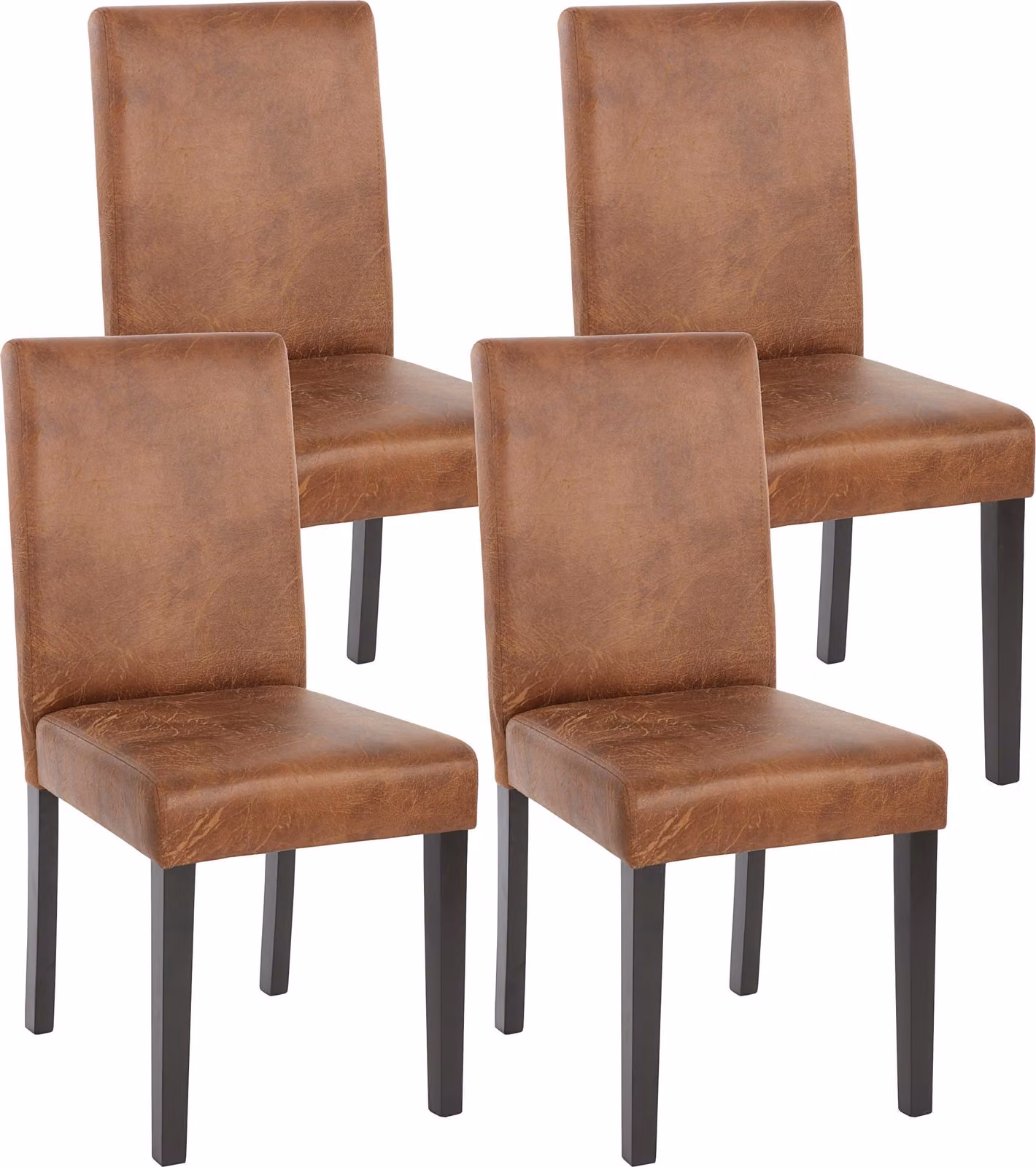 Set di 4 sedie da sala da pranzo Sedie da cucina classiche e intramontabili | A x L x P 90 x 43 x 56 cm | Altezza seduta 45 cm | Tessuto | Gambe scure | Pelle finta scamosciata
