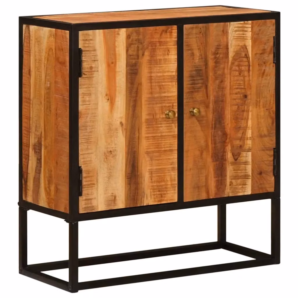 Credenza in legno di acacia e metallo stile industrial vidaXL, marrone e nero, L: 70 cm, P: 30 cm, H: 75 cm – 2