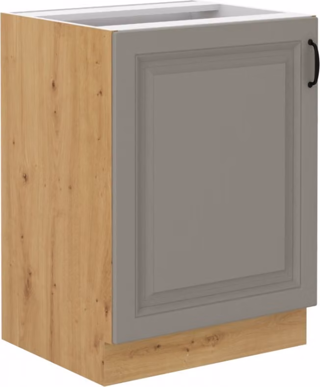 Armadietto inferiore ad anta singola SOPHIA - larghezza 60 cm, grigio chiaro / rovere artisan