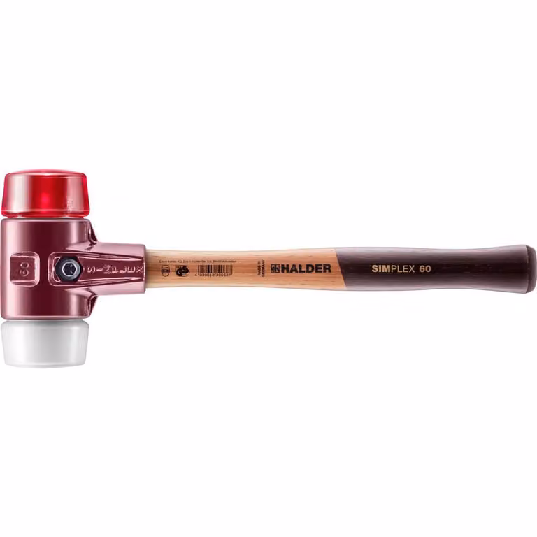 Mazza SIMPLEX soft-face con alloggiamento TE e manico in legno, Ø 60, plastica / superplastica