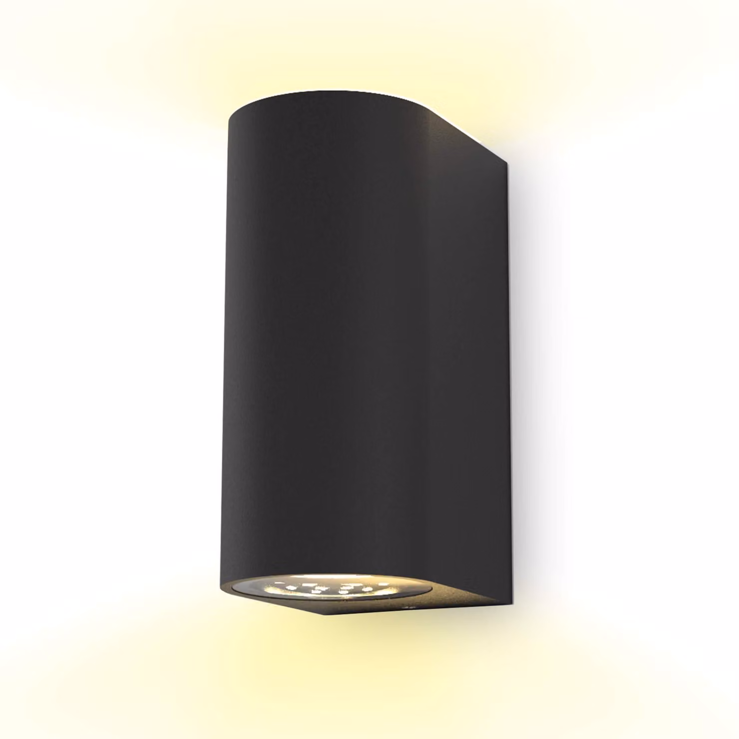 Lampada da parete nera, grado di protezione IP44, attacco GU10, temperatura di colore 3000K, flusso luminoso 800lm, 2x5W LED, lampadina inclusa