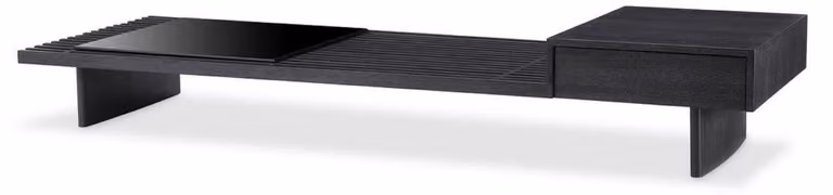 Tavolino Casa Padrino grigio antracite 220 x 78 x h. 36 cm - Tavolo rettangolare in legno massello - Mobili Soggiorno - Collezione Lusso