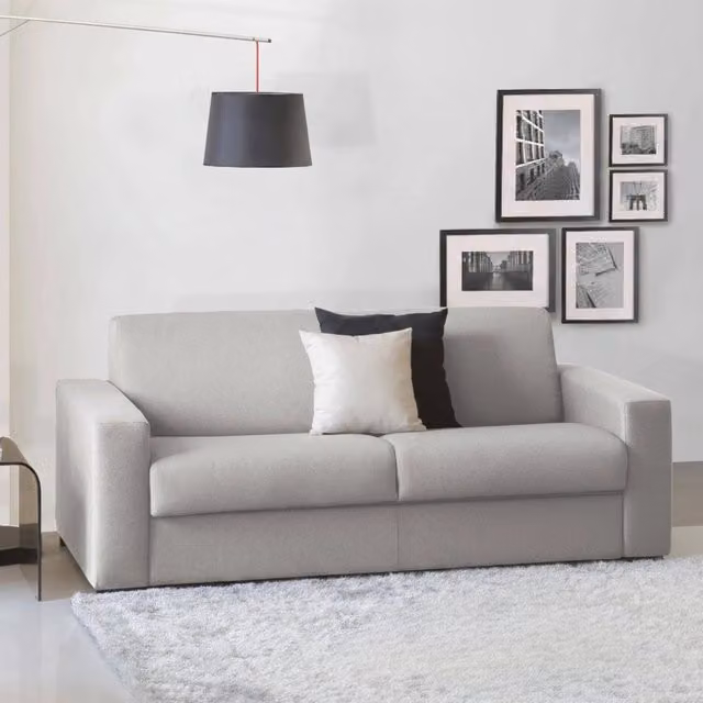 Divano Letto Andymion Talamo Italia, Sofà 2 Posti Moderno in Tessuto Grigio con Apertura Girevole, L: 200 cm, H: 90 cm, P: 95 cm – 1