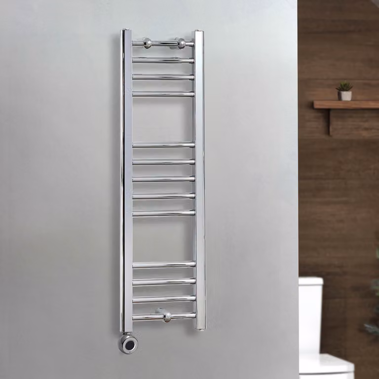 Scaldasalviette Elettrico Diritto Cromato ECOSO by Hudson Reed con Elemento Termostatico Wi-Fi Cablato L: 1000 mm, P: 300 mm