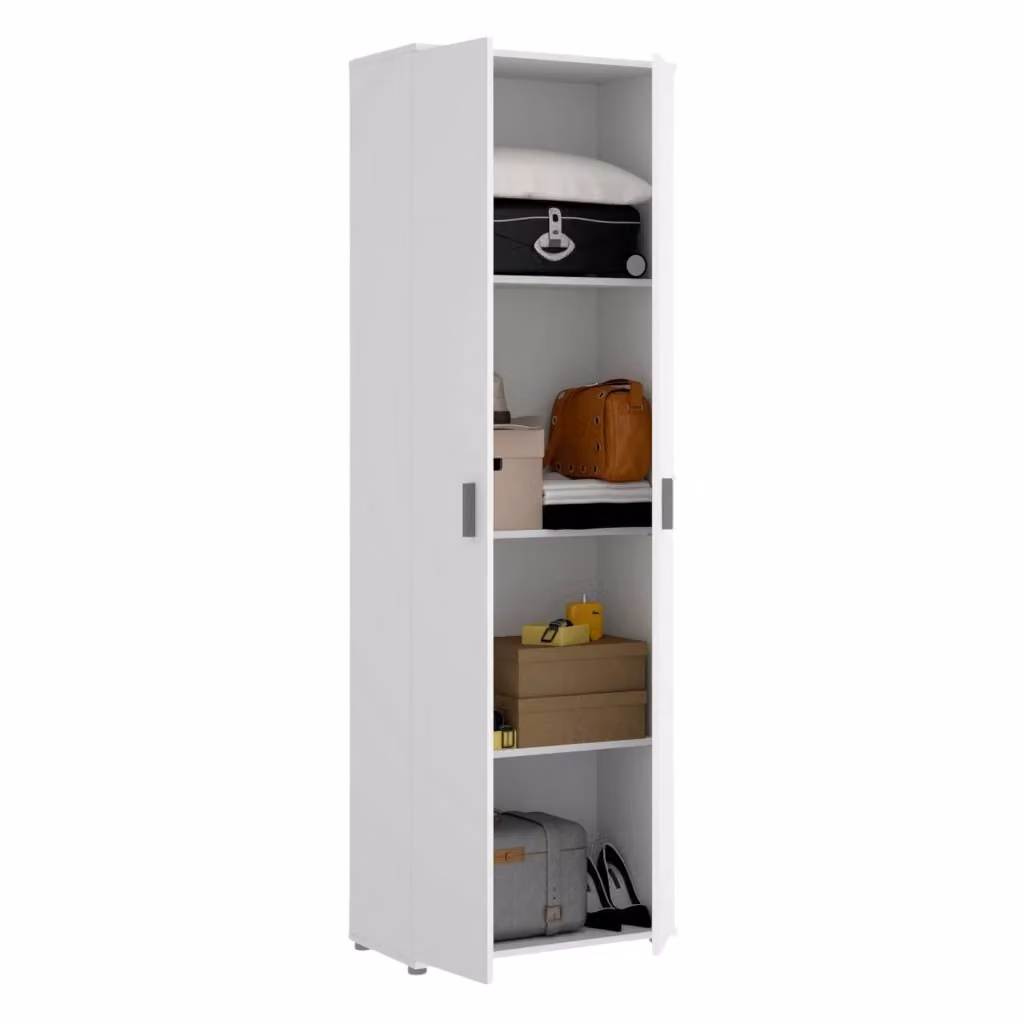 Armadio multiuso Aixam bianco con 2 ante e ripiani interni, L: 61 cm, P: 35 cm, H: 190 cm – 2