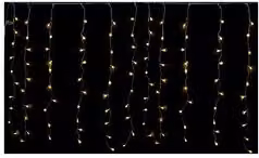 Tenda luminosa di Natale Pre Qu' Italia con 240 luci LED bianco caldo, trasparente, giuntabile e con protezione IP44