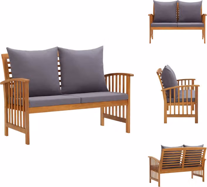 vidaXL Panca da giardino con cuscino 119 cm in legno massiccio di acacia - Panche da giardino