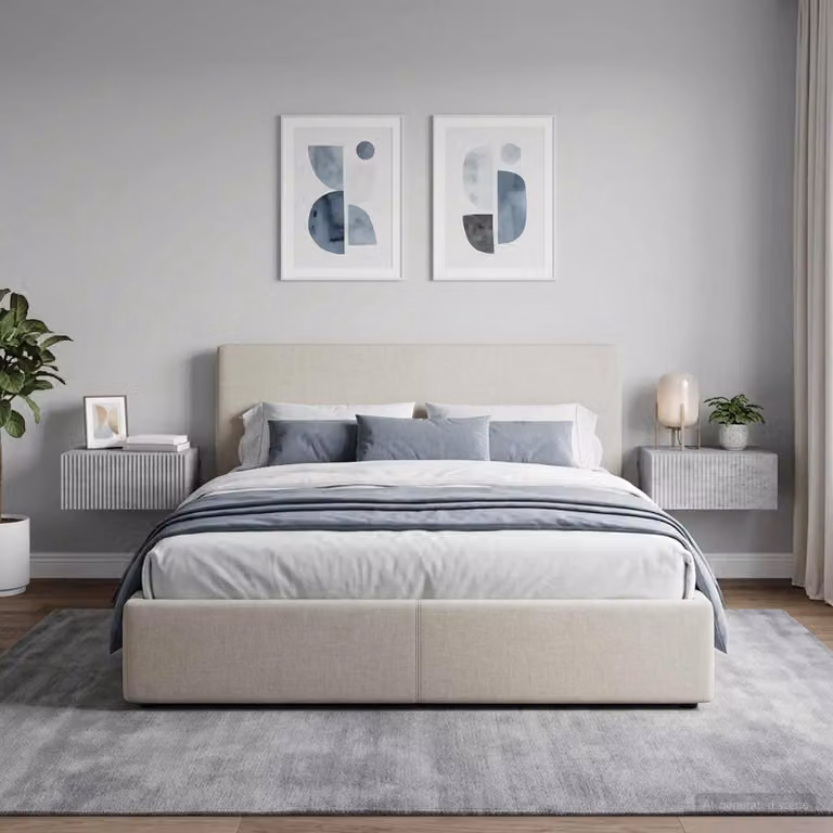 Set di 2 comodini sospesi vidaXL in stile moderno, colore grigio cemento, L 49 x P 34,5 x H 20 cm