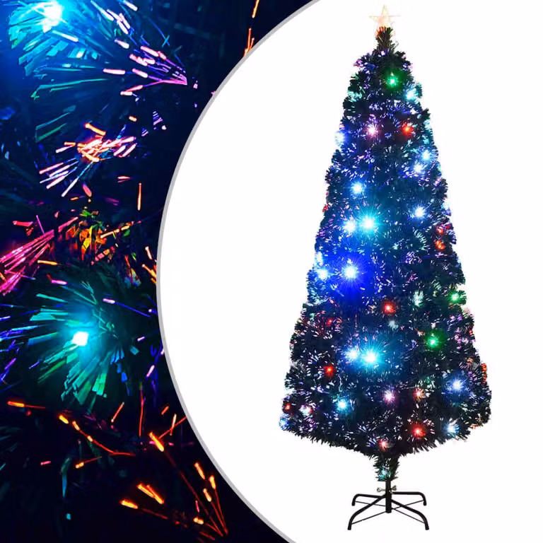 The Living Store Albero di Natale artificiale con supporto/LED 210 cm in fibra ottica